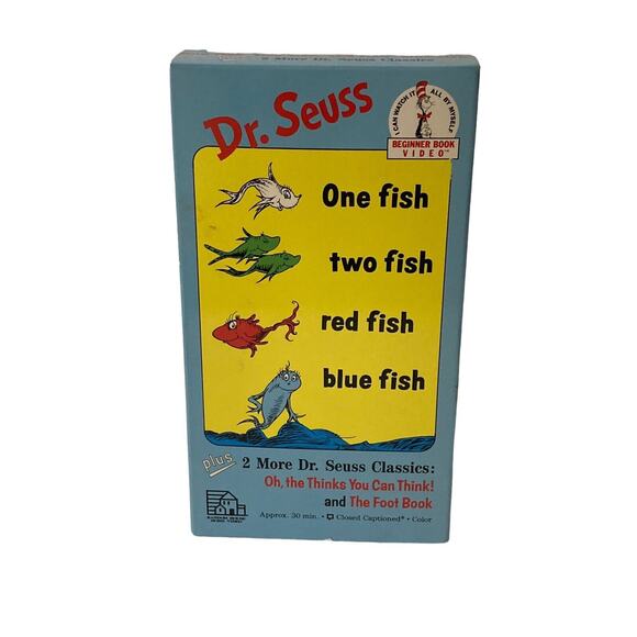 Dr. Seuss One Fish Two Fish Red Fish Blue Fish VHS video tape 1989 - Picture 1 of 8